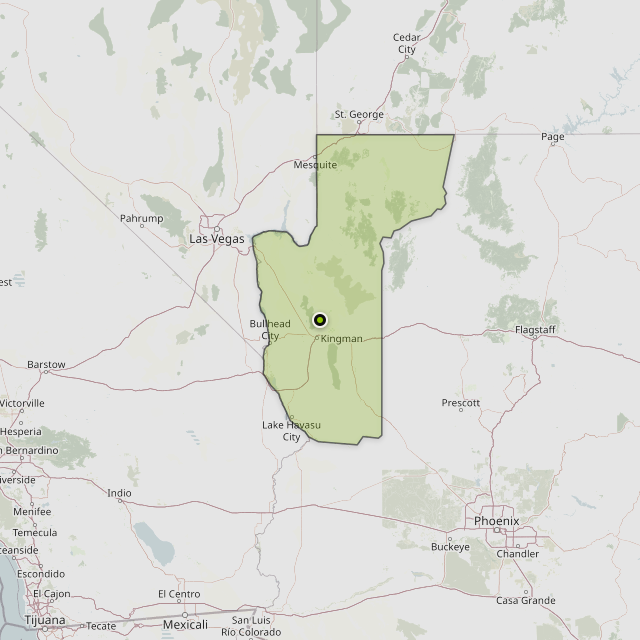 Map showing Mohave County around Kingman, AZ