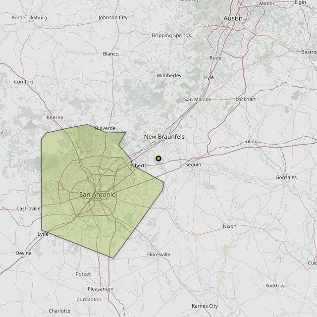 Map showing Bexar County around Marion, TX