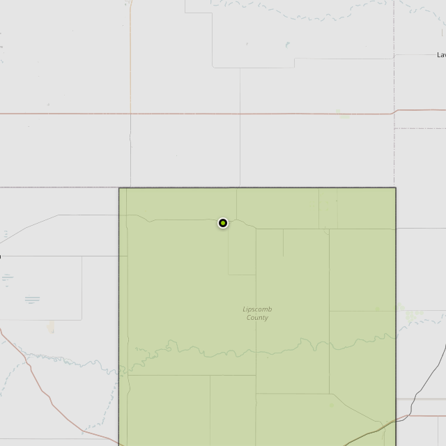 Map showing Lipscomb County around Booker, TX