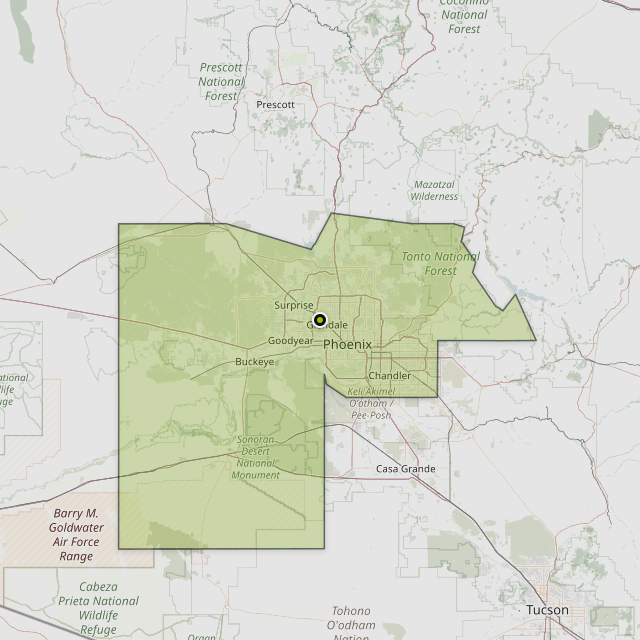 Map showing Maricopa County around Peoria, AZ