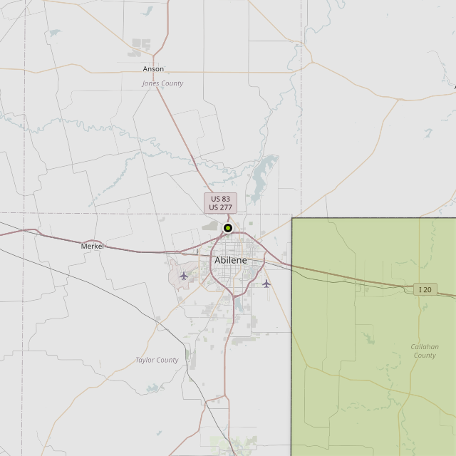 Map showing Callahan County around Abilene, TX