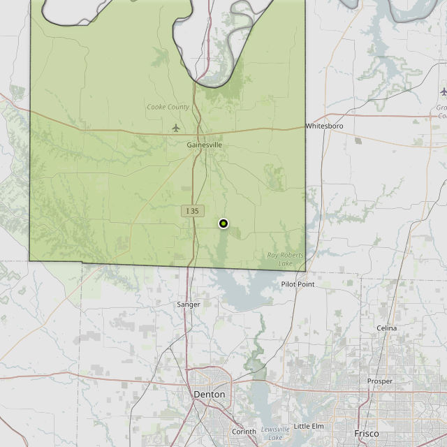 Map showing Cooke County around Valley View, TX