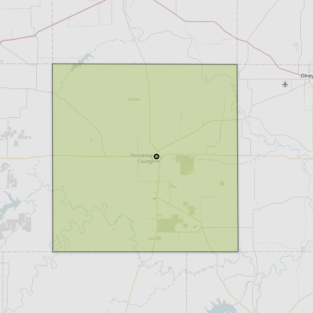 Map showing Throckmorton County around Throckmorton, TX