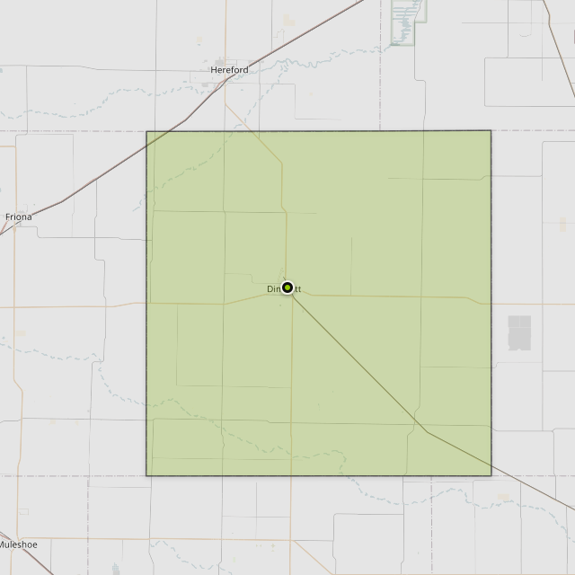 Map showing Castro County around Dimmitt, TX