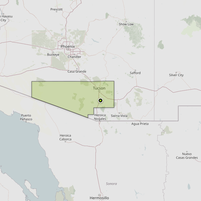 Map showing Pima County around Sahuarita, AZ