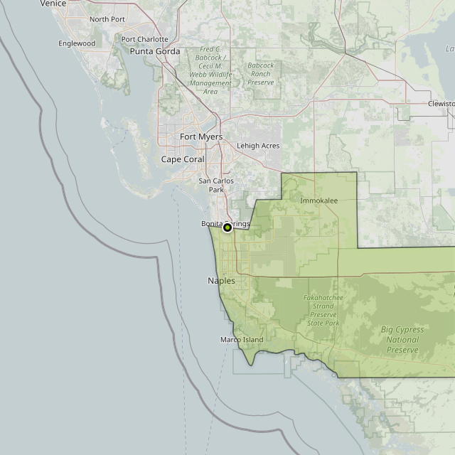 Map showing Collier County around Bonita Springs, FL