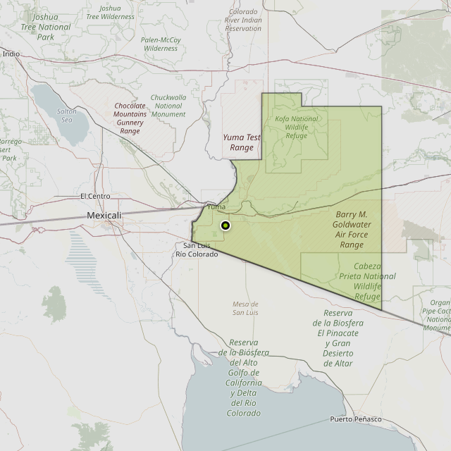 Map showing Yuma County around Yuma, AZ