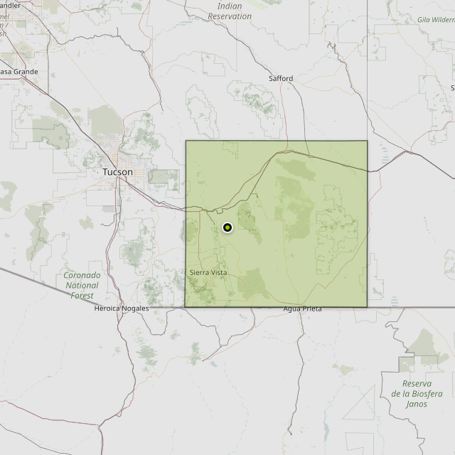 Map showing Cochise County around Saint David, AZ