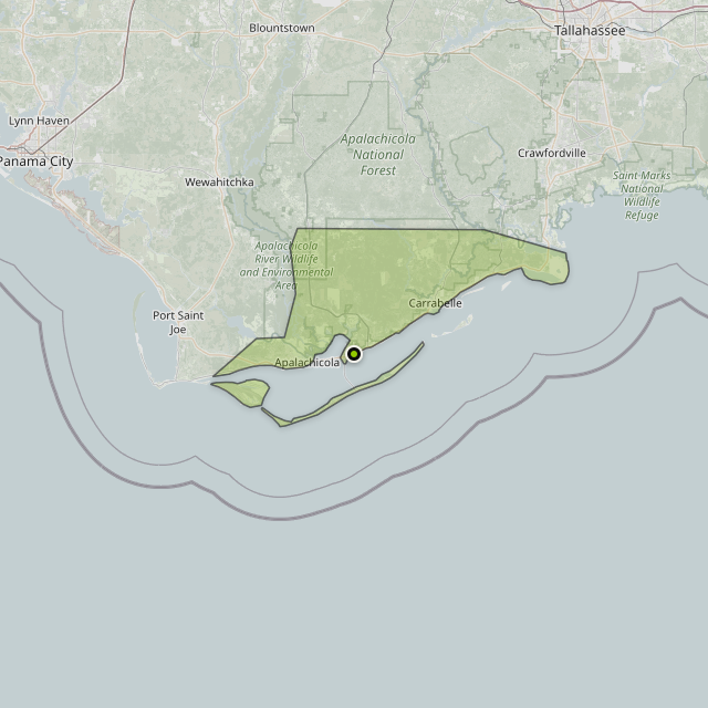 Map showing Franklin County around Eastpoint, FL