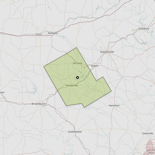 Map showing Comanche County around Comanche, TX