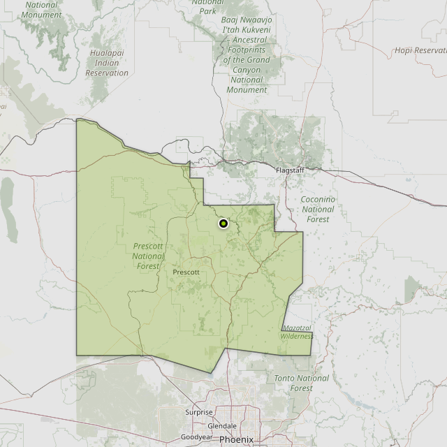 Map showing Yavapai County around Clarkdale, AZ
