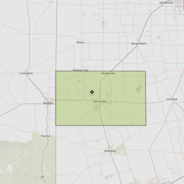 Map showing Gaines County around Seminole, TX