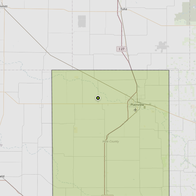 Map showing Hale County around Plainview, TX