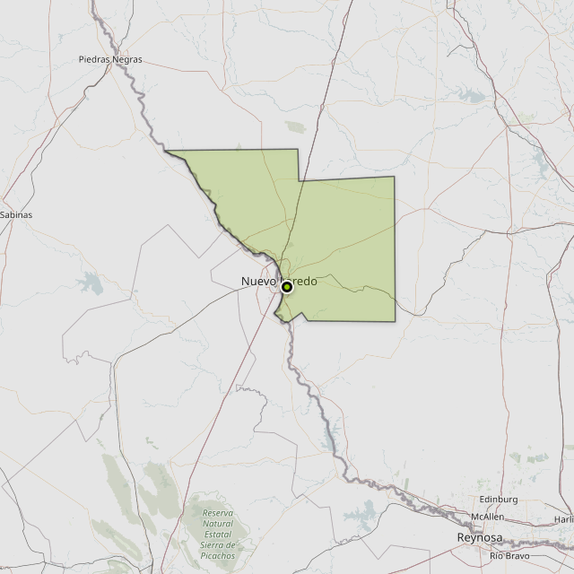 Map showing Webb County around Laredo, TX