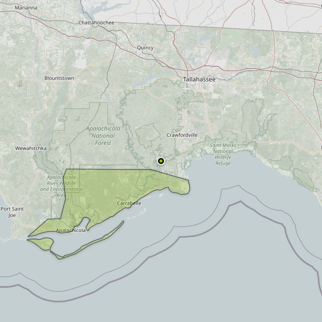Map showing Franklin County around Sopchoppy, FL