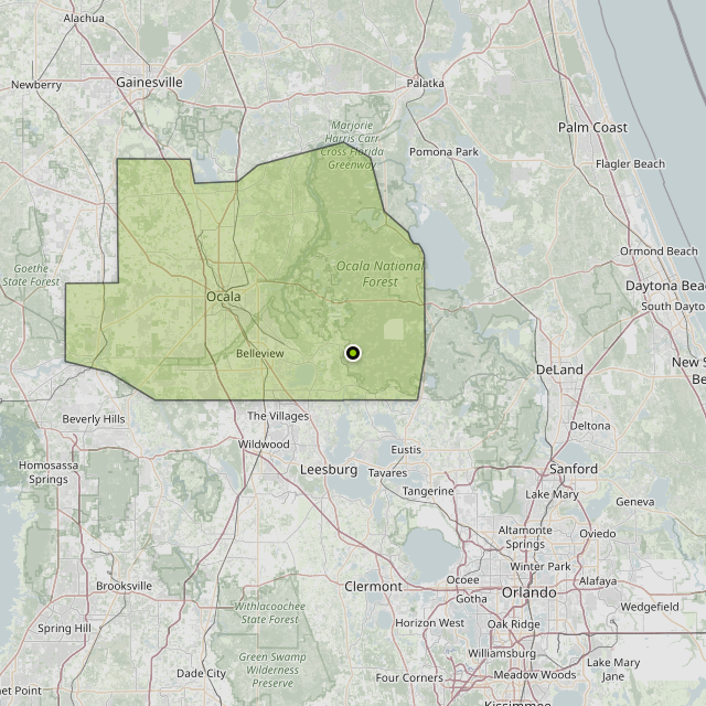 Map showing Marion County around Lady Lake, FL