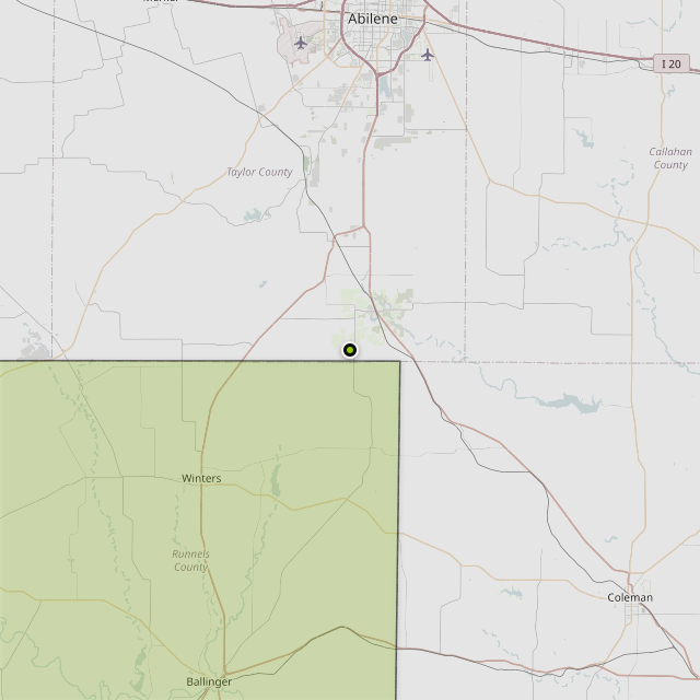 Map showing Runnels County around Lawn, TX