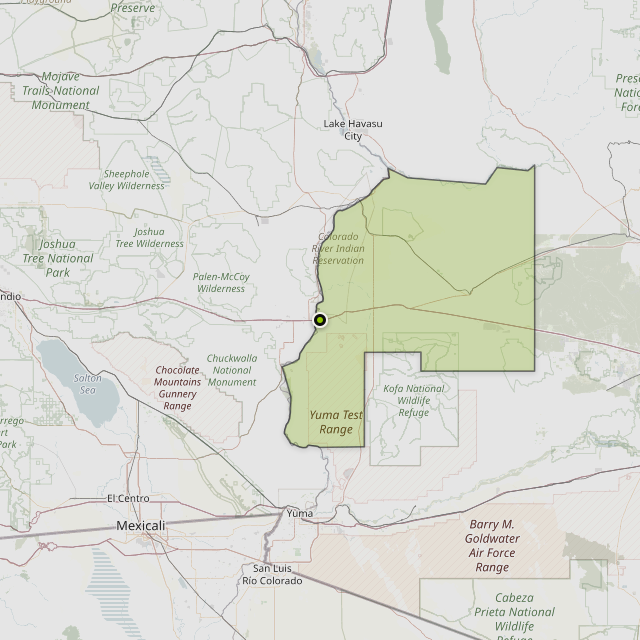 Map showing La Paz County around Ehrenberg, AZ