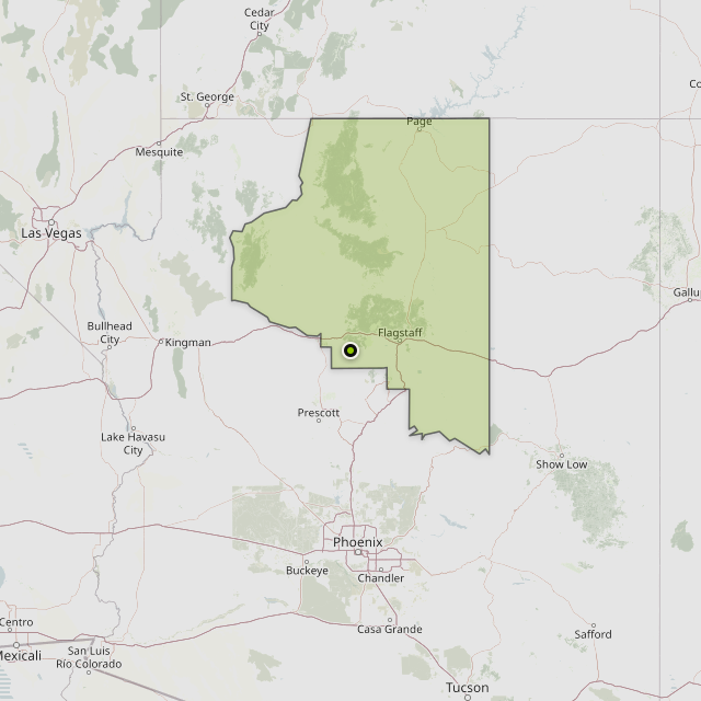 Map showing Coconino County around Williams, AZ