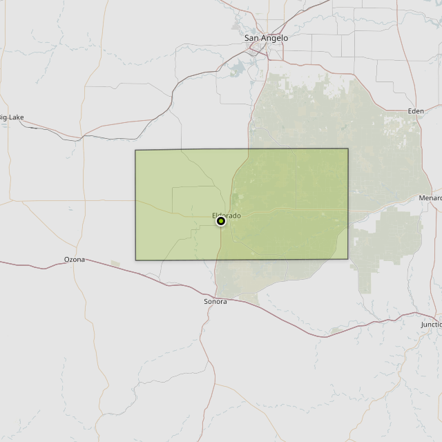 Map showing Schleicher County around Eldorado, TX