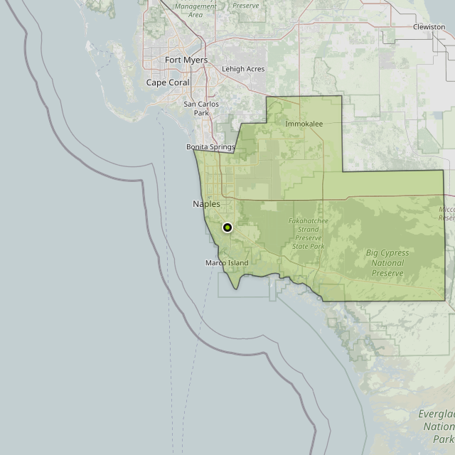 Map showing Collier County around Naples, FL