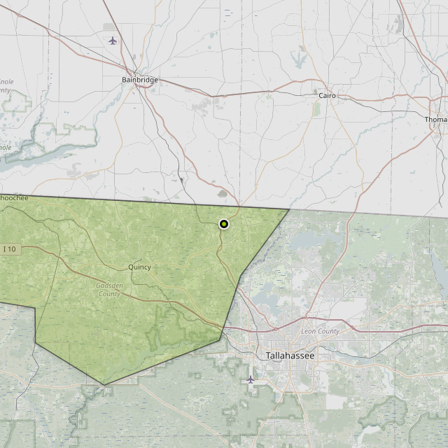Map showing Gadsden County around Havana, FL
