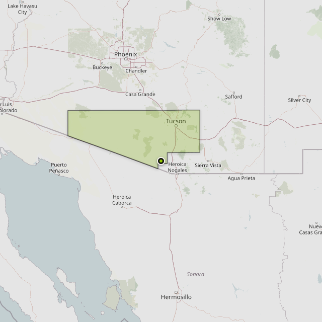 Map showing Pima County around Arivaca, AZ