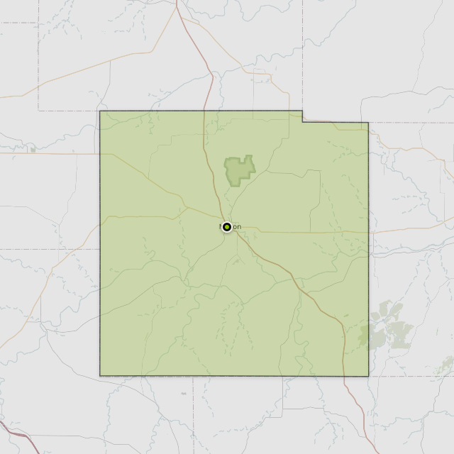 Map showing Mason County around Mason, TX