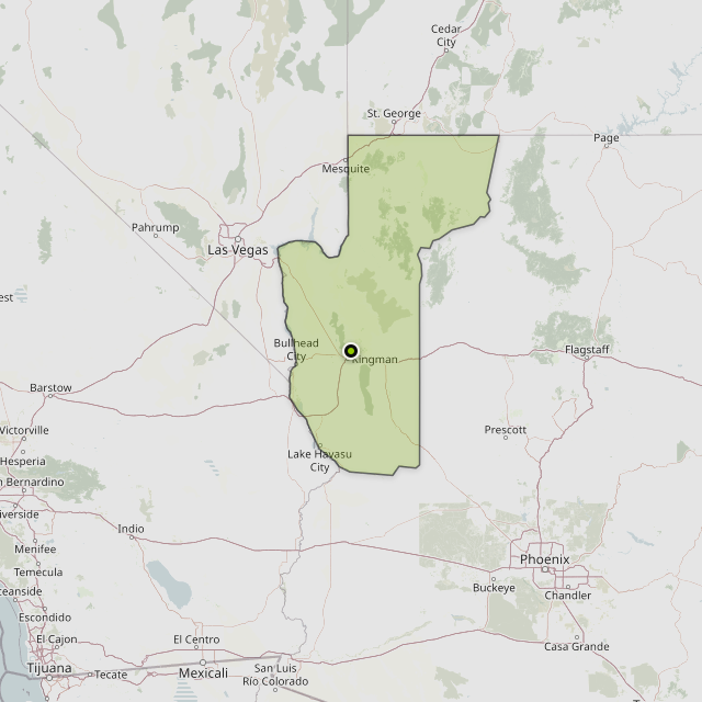 Map showing Mohave County around Kingman, AZ