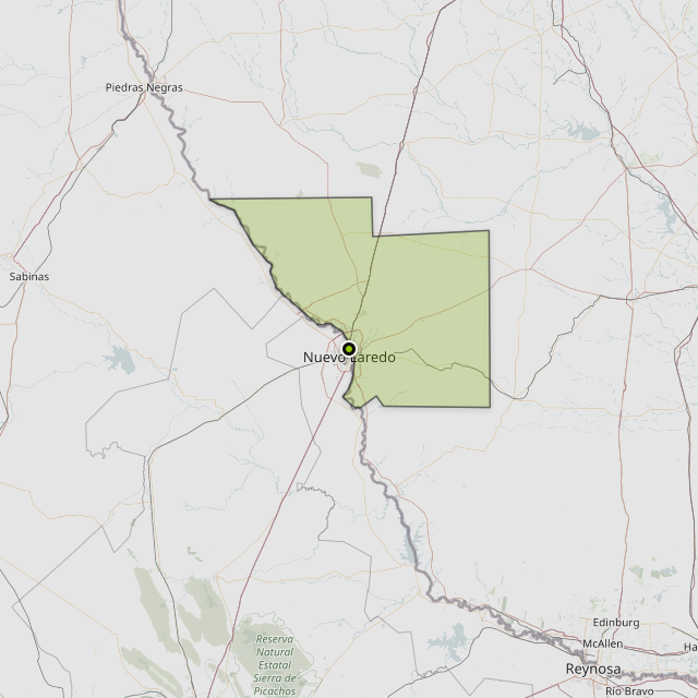 Map showing Webb County around Laredo, TX