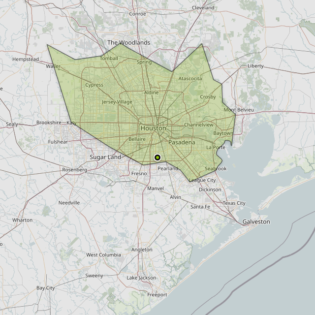 Map showing Harris County around Houston, TX