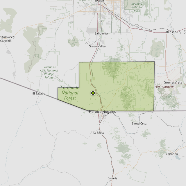 Map showing Santa Cruz County around Rio Rico, AZ