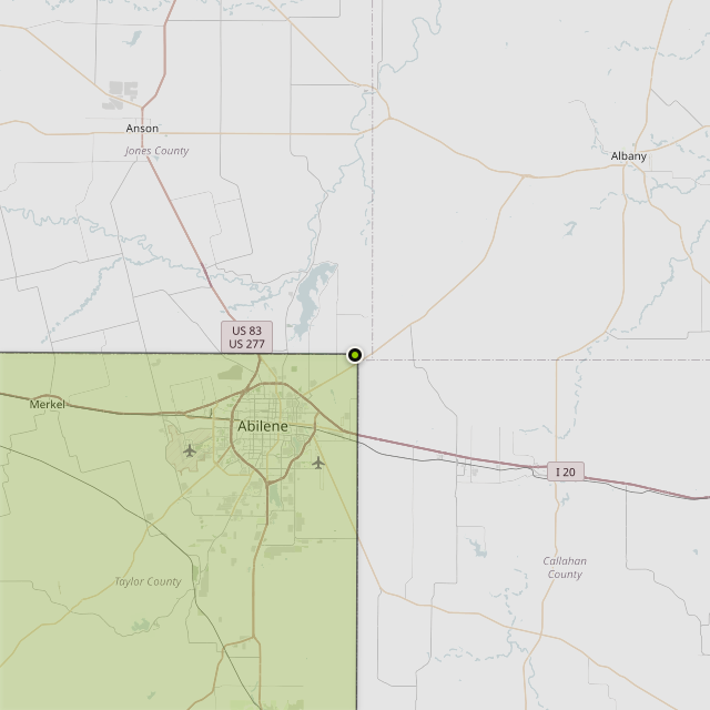 Map showing Taylor County around Abilene, TX