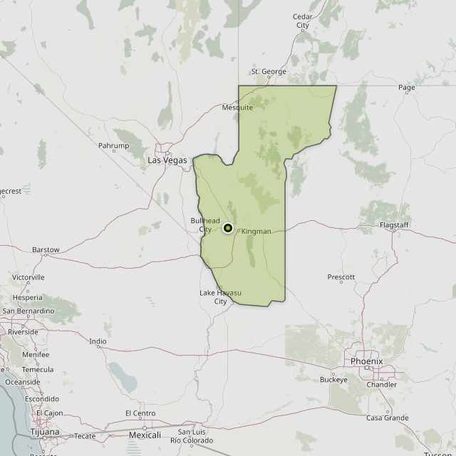 Map showing Mohave County around Golden Valley, AZ