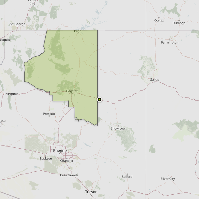 Map showing Coconino County around Winslow, AZ