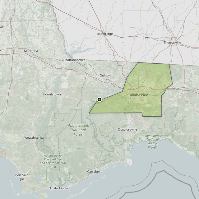 Map showing Leon County around Tallahassee, FL