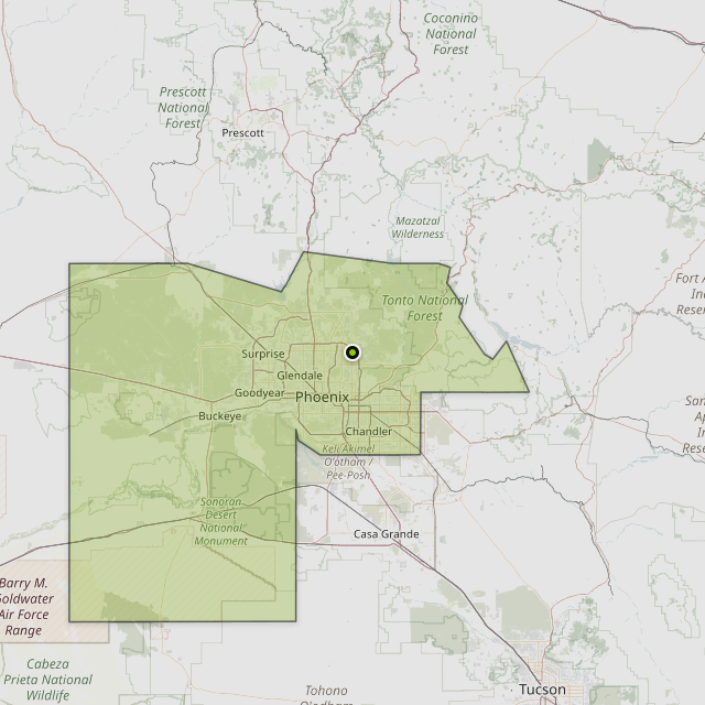 Map showing Maricopa County around Scottsdale, AZ