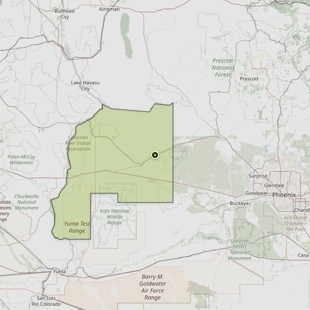 Map showing La Paz County around Wenden, AZ