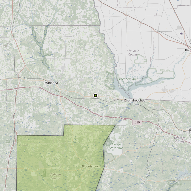 Map showing Calhoun County around Grand Ridge, FL