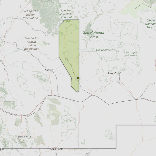 Map showing Greenlee County around Duncan, AZ