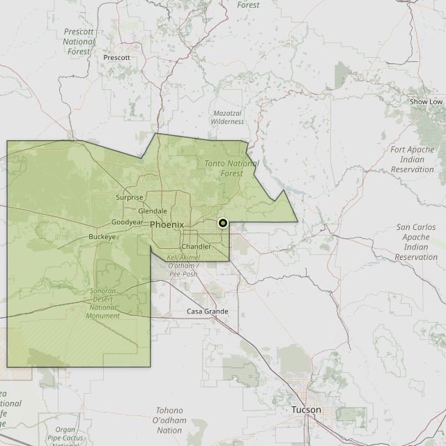 Map showing Maricopa County around Mesa, AZ