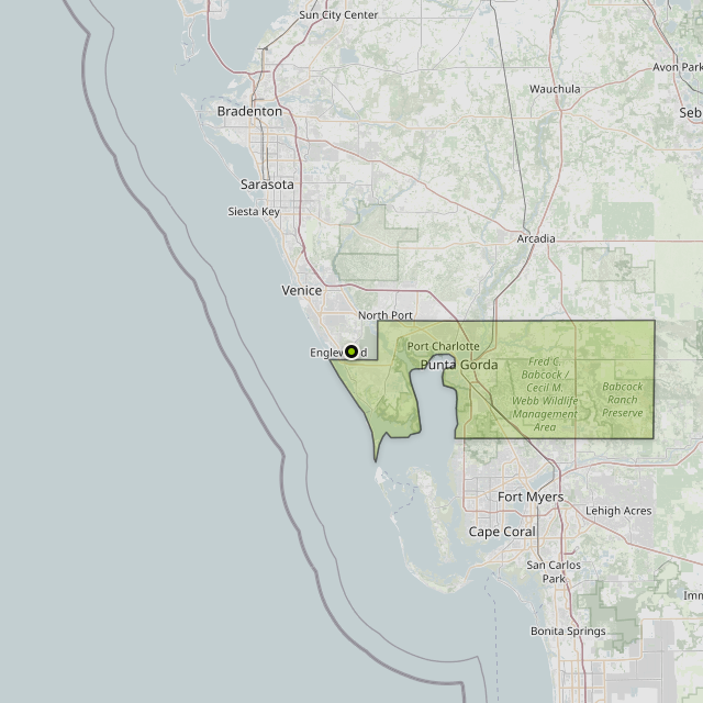 Map showing Charlotte County around Englewood, FL