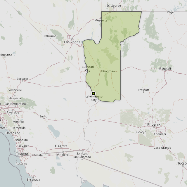 Map showing Mohave County around Lake Havasu City, AZ