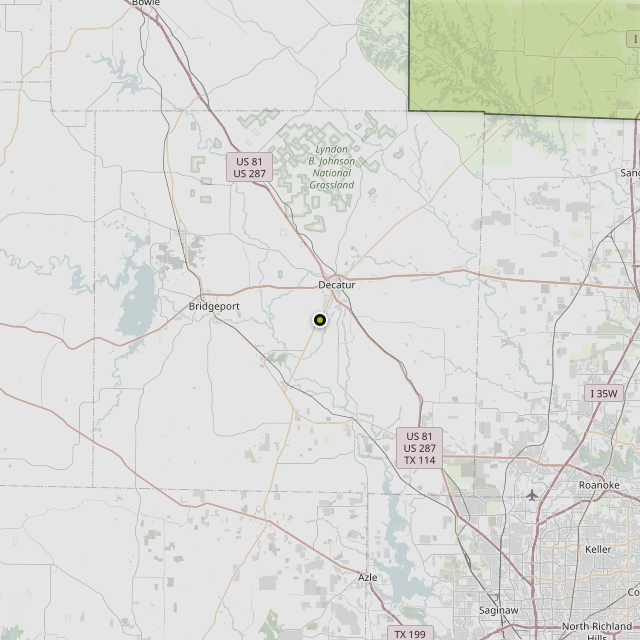 Map showing Cooke County around Decatur, TX