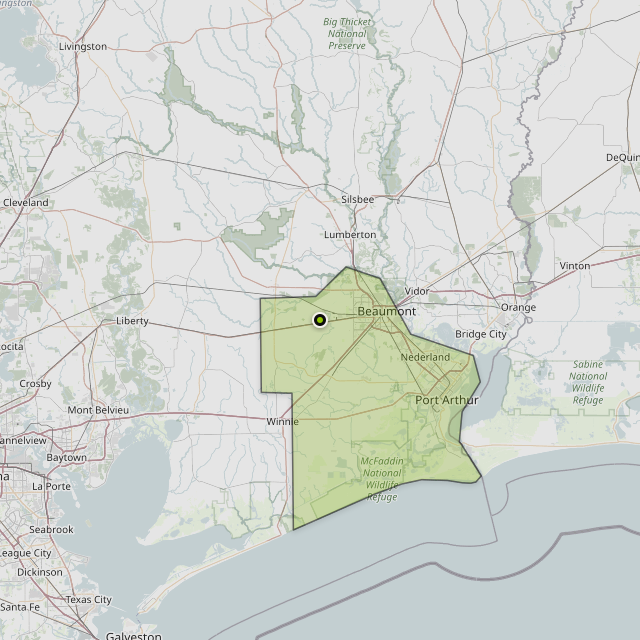 Map showing Jefferson County around China, TX