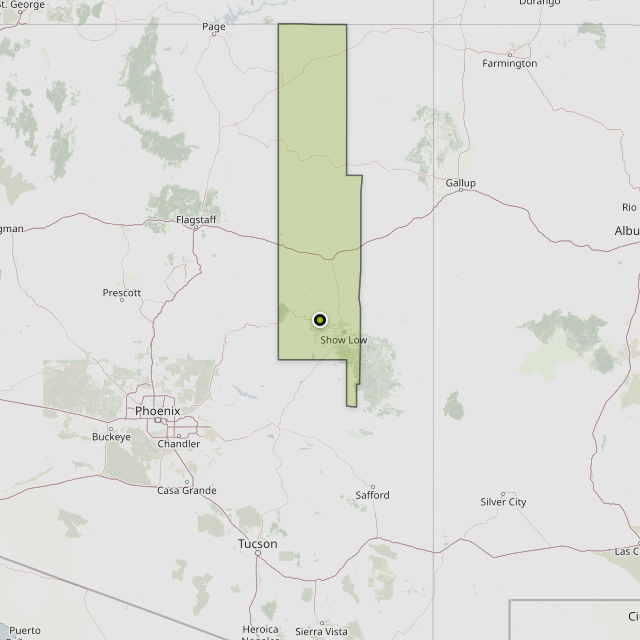 Map showing Navajo County around Clay Springs, AZ