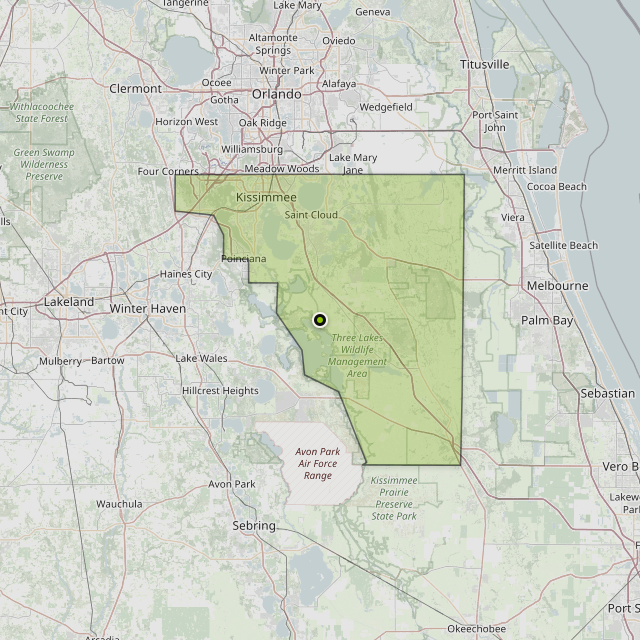 Map showing Osceola County around Poinciana, FL