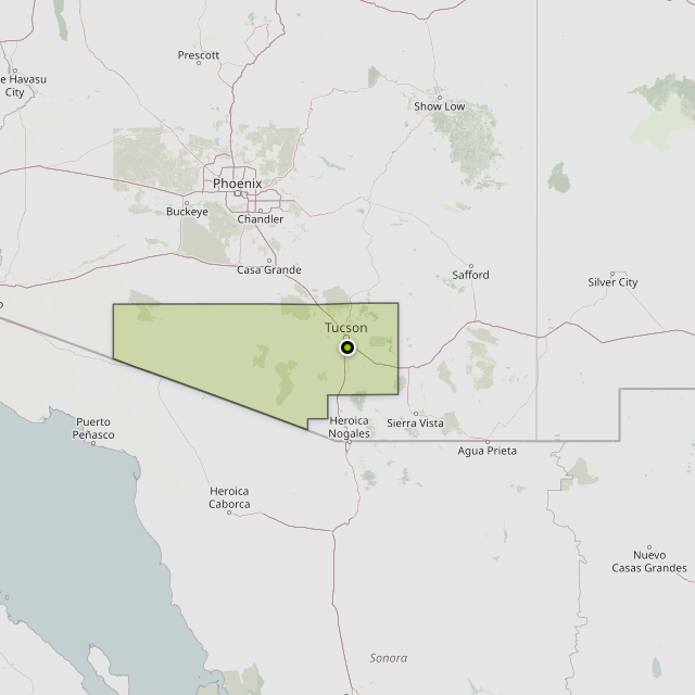 Map showing Pima County around Tucson, AZ