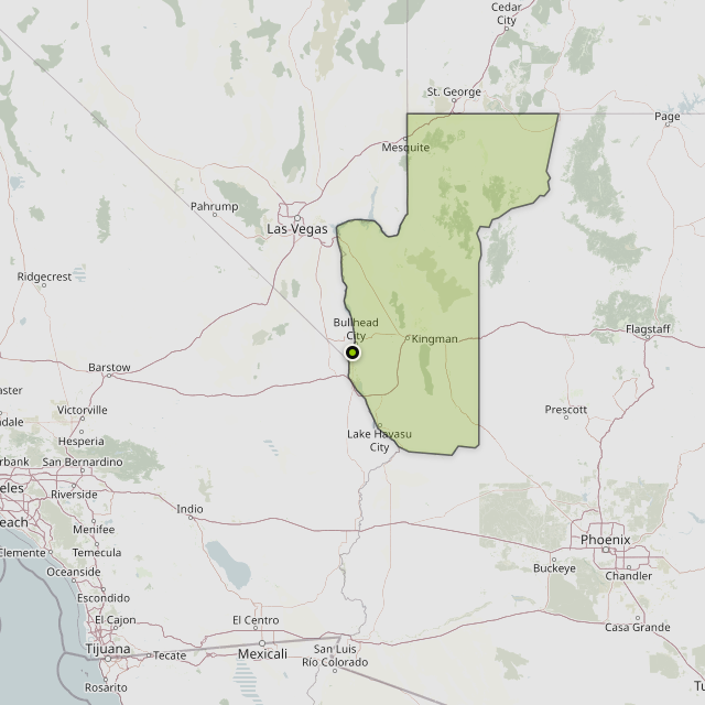 Map showing Mohave County around Bullhead City, AZ