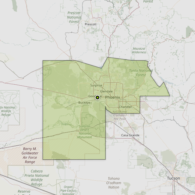 Map showing Maricopa County around Avondale, AZ